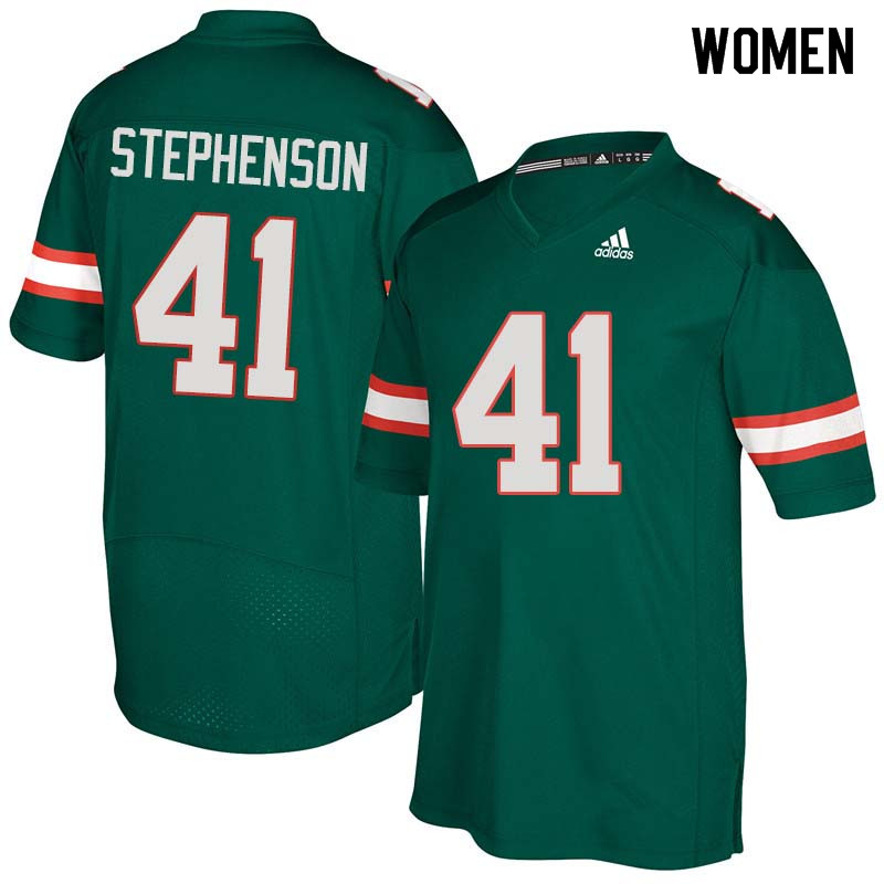 Women Miami Hurricanes #41 Darian Stephenson College Football Jerseys Sale-Green
